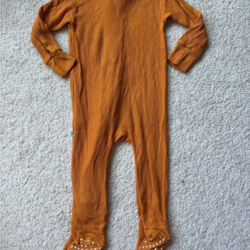 Posh Peanut Burnt Orange Waffle Knit One Piece Footie size 12-18m - Picture 10 of 12
